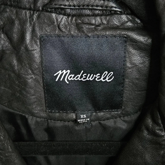 Madewell Washed Leather Jacket‎ Black Moto Biker Size XS - Picture 5 of 16